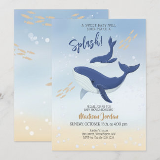 Whale Under the Sea Baby Shower Invitation