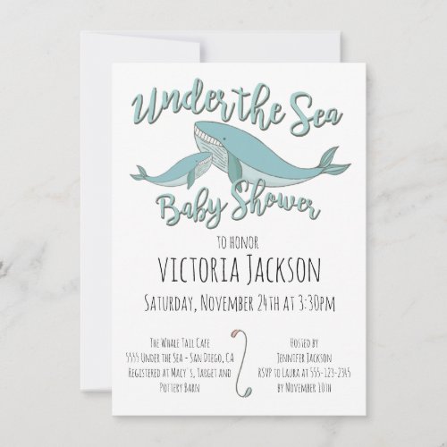 Whale Under the Sea Baby Shower Invitation