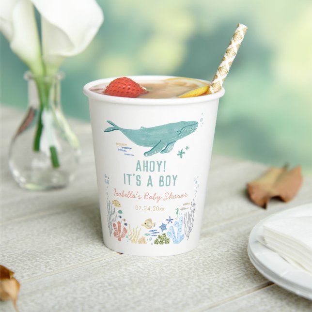 Whale Under The Sea Baby Shower  Paper Cups (Insitu)