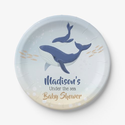 Whale Under the Sea Baby Shower  Paper Plates