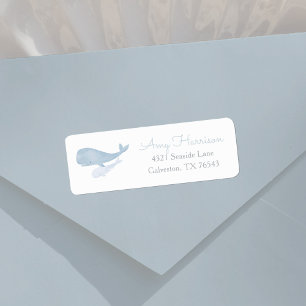 Whale Under the Sea Baby Shower Return Address Label