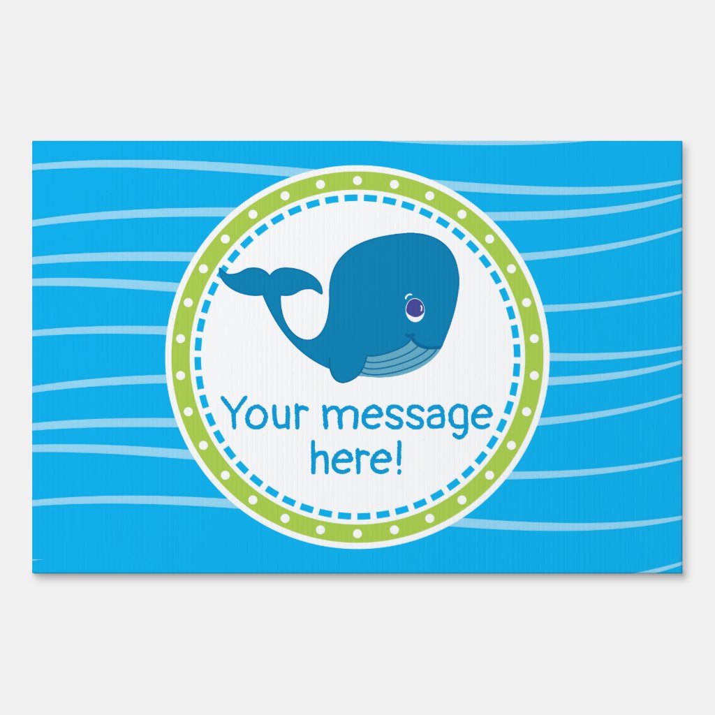 Whale Under the Sea Birthday Lawn Sign