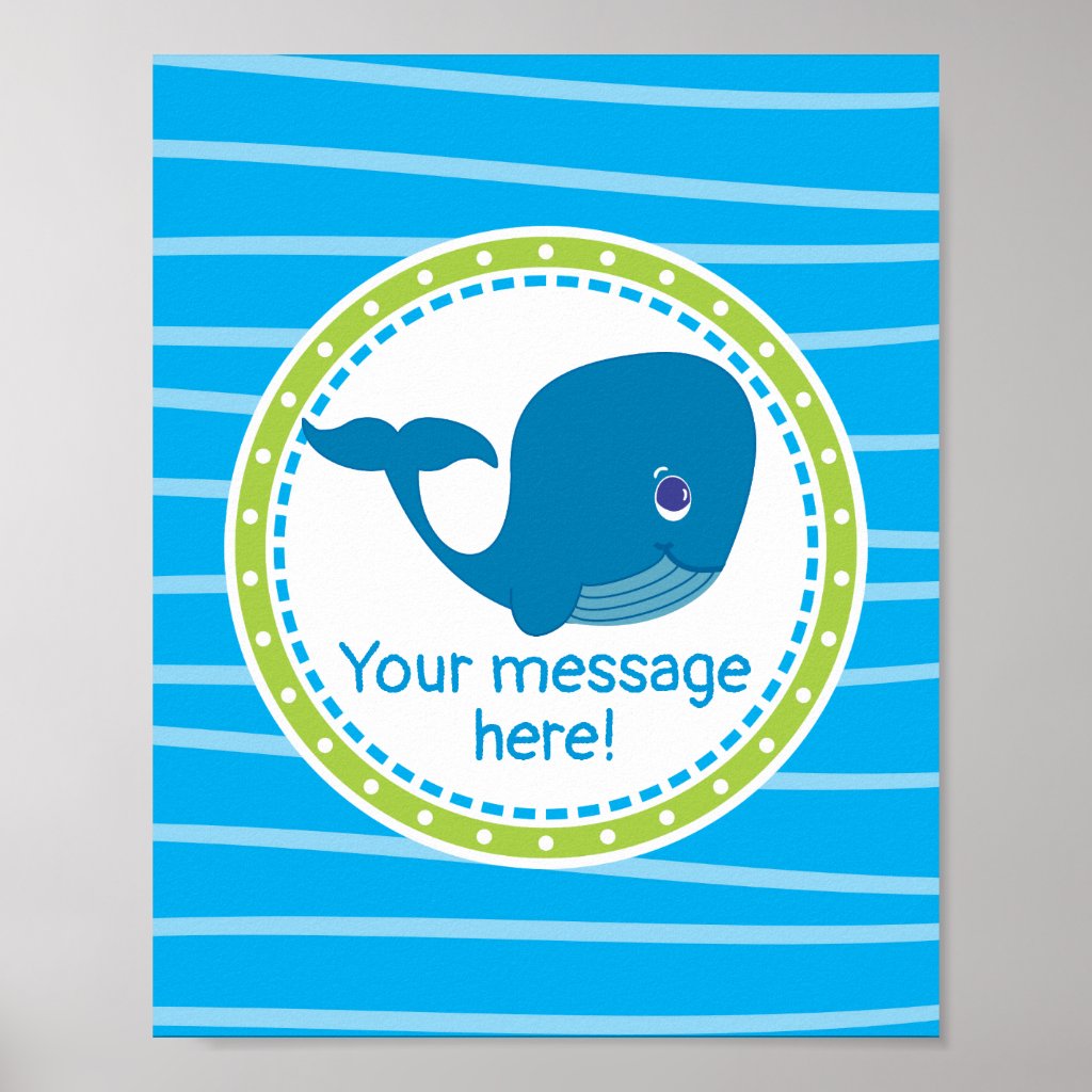 Whale Under the Sea Birthday Poster