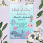 Whale Under the Sea Ocean Beach Girls Birthday Invitation