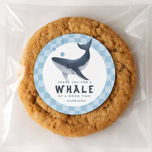 Whale Under The Sea Ocean Thank You Favor Classic Round Sticker (Creator Uploaded)