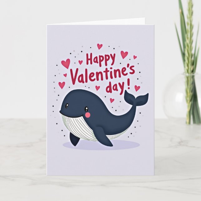 Whale Valentine Striped Love Card (Front)
