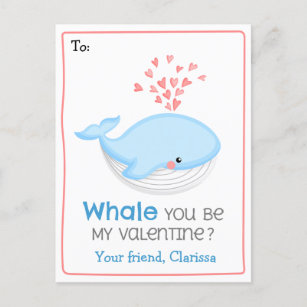 Whale Valentines Day Card for Kids (Cute Funny)