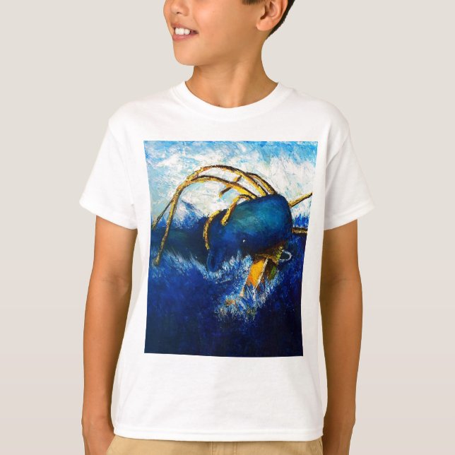 Whale Vs Colossal Squid Seascape Painting T-Shirt (Front)