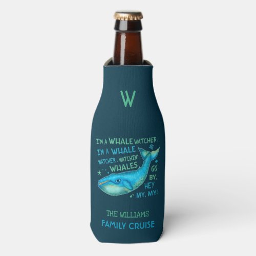 Whale Watching Family Vacation Cruise Personalized Bottle Cooler