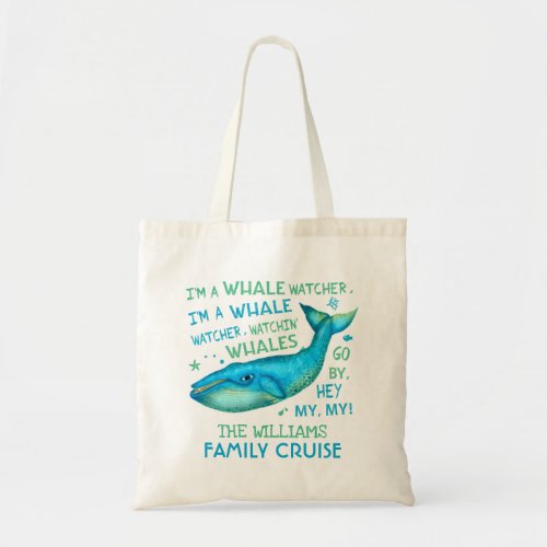 Whale Watching Family Vacation Cruise Personalized Tote Bag