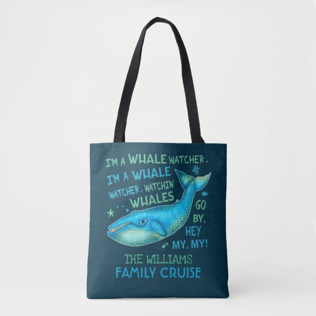 Whale Watching Family Vacation Cruise Personalized Tote Bag (Front)