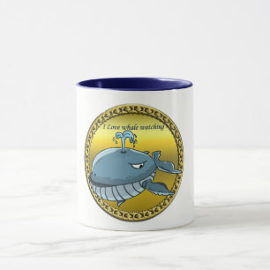 whale watching for giant floating blue whales mug