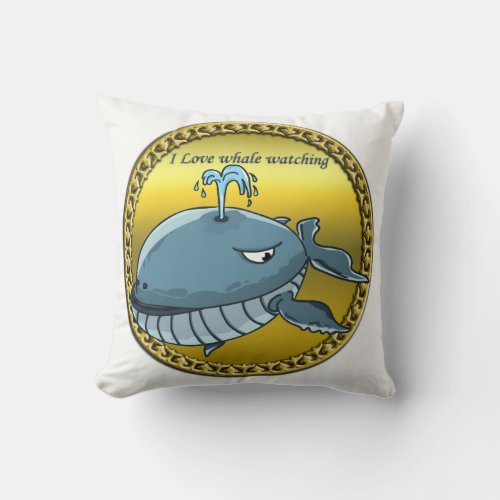 whale watching for giant floating blue whales throw pillow