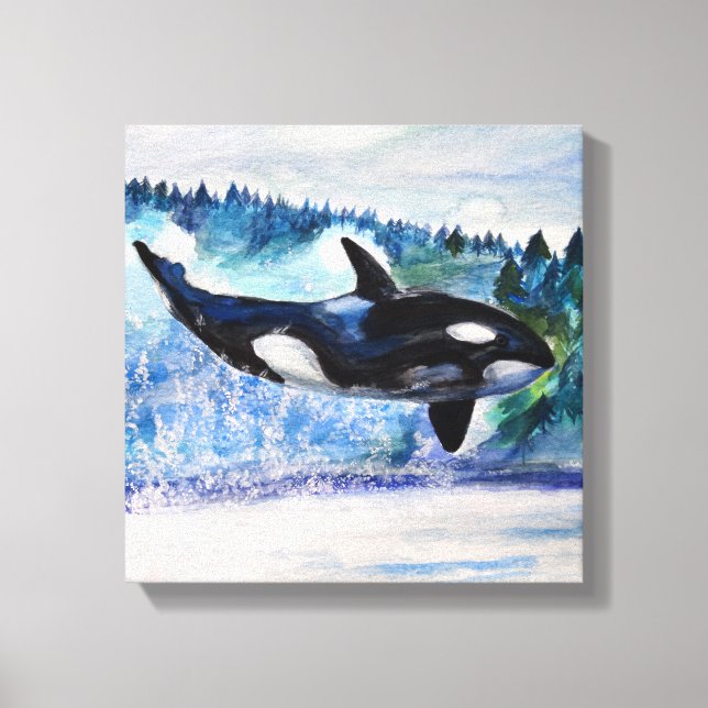 Whale Watercolor Art Canvas Print (Front)