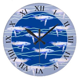 Whale Watercolor Art  Large Clock