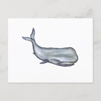 Whale watercolor art postcard