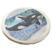 Whale Watercolor Art Sugar Cookie (Angled)