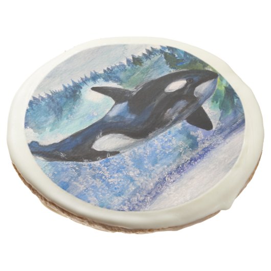Whale Watercolor Art  Sugar Cookie (Angled)