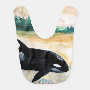 Whale Watercolor Detail Baby Bib