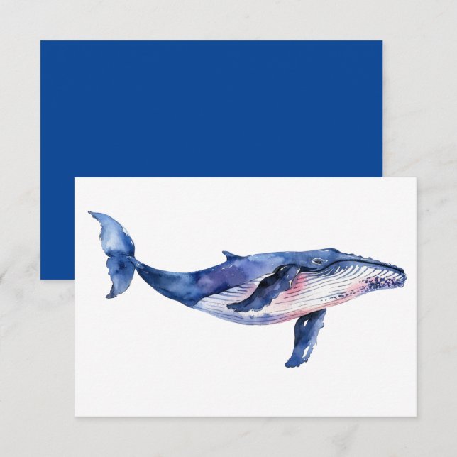 Whale Watercolor   Thank You Card (Front/Back)