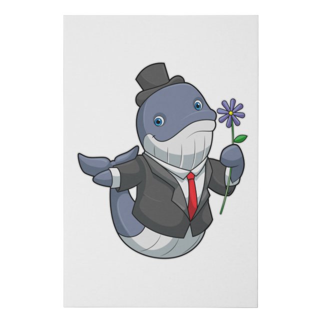 Whale Wedding Groom Flower Faux Canvas Print (Front)