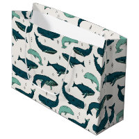 Whale/Whales Ocean Nautical Green / Andrea Lauren Large Gift Bag