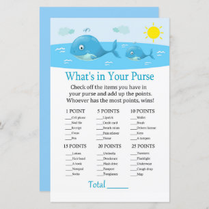 Whale What's in your purse game baby shower