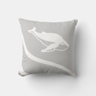 whale. WHITE on grey pillow
