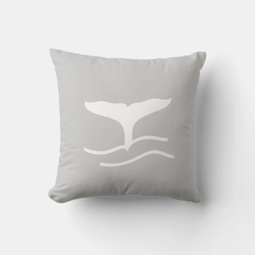whale WHITE on grey pillow