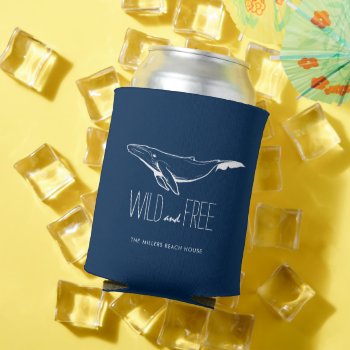Whale Wild And Free Beach Nautical Can Cooler by Lovewhatwedo at Zazzle