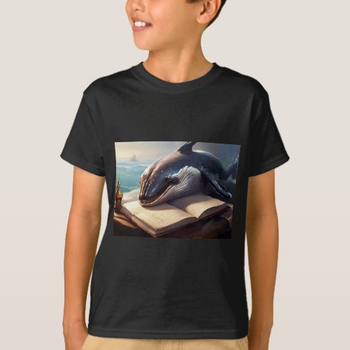 Whale Wisdom Writing in the Book of the Sea T_Shirt