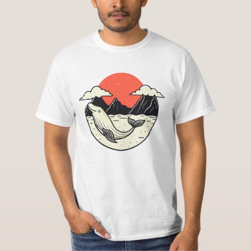 Whale with mountain T_Shirt