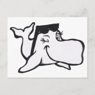 Whale with Sunglasses Coloring Plate Postcard