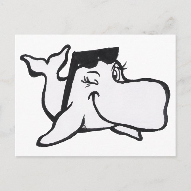 Whale with Sunglasses Coloring Plate Postcard (Front)