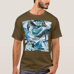 whale with waves pattern T-Shirt
