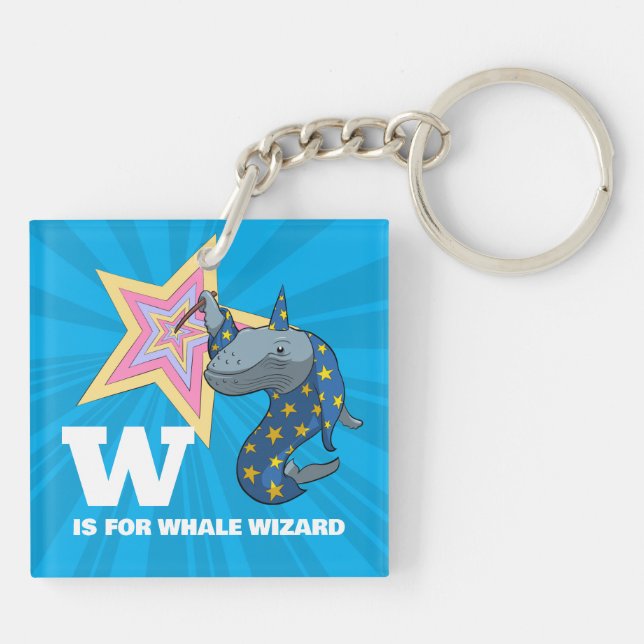 Whale Wizard Surreal Humor Alphabet Character Keychain (Back)