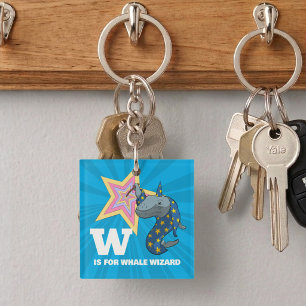 Whale Wizard Surreal Humor Alphabet Character Keychain