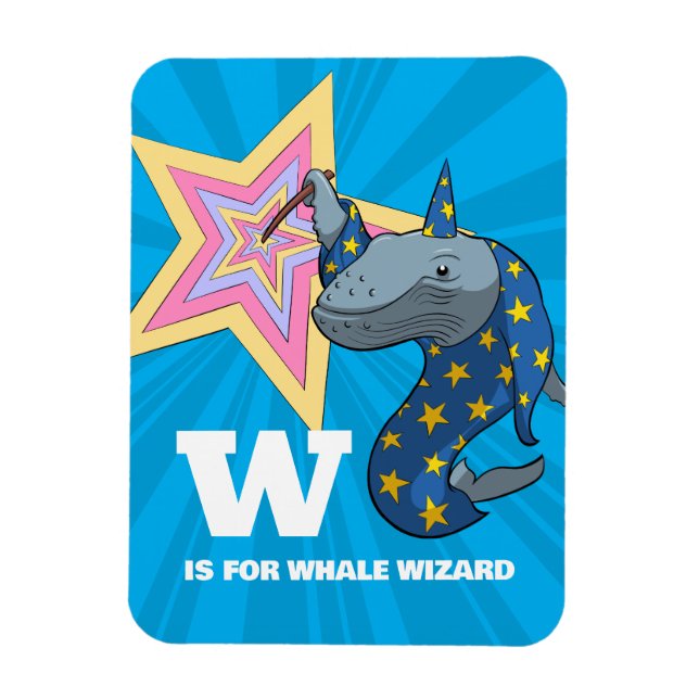 Whale Wizard Surreal Humor Alphabet Character Magnet (Vertical)