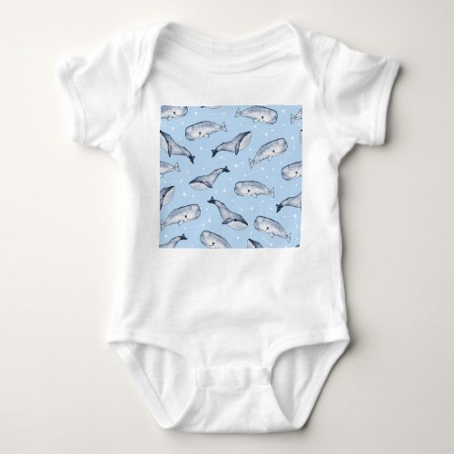 Whale Wonders Watercolor Starry Sky Baby Bodysuit