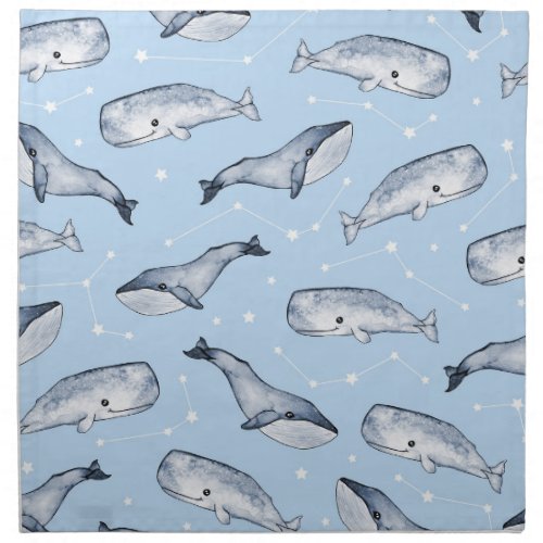 Whale Wonders Watercolor Starry Sky Cloth Napkin
