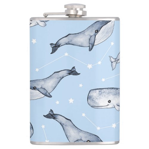 Whale Wonders Watercolor Starry Sky Flask