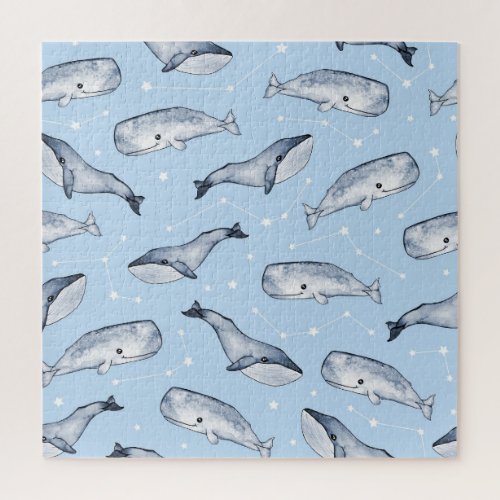 Whale Wonders Watercolor Starry Sky Jigsaw Puzzle