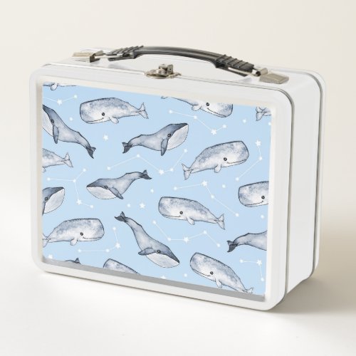 Whale Wonders Watercolor Starry Sky Metal Lunch Box