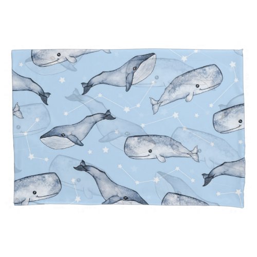 Whale Wonders Watercolor Starry Sky Pillow Case