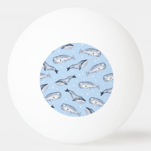 Whale Wonders Watercolor Starry Sky Ping Pong Ball