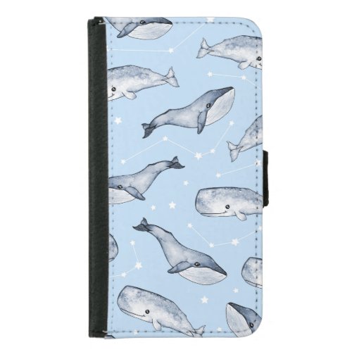 Whale Wonders Watercolor Starry Sky Samsung Galaxy S5 Wallet Case