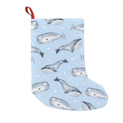 Whale Wonders Watercolor Starry Sky Small Christmas Stocking