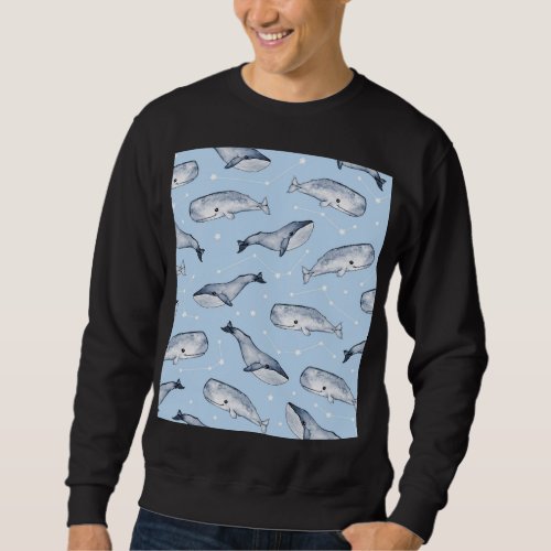 Whale Wonders Watercolor Starry Sky Sweatshirt