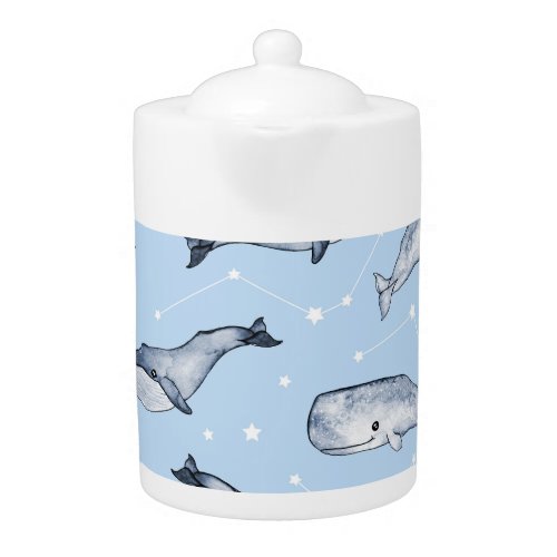 Whale Wonders Watercolor Starry Sky Teapot