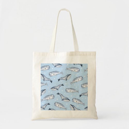 Whale Wonders Watercolor Starry Sky Tote Bag